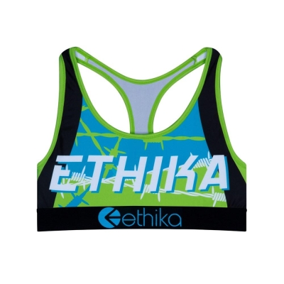 Ethika Barbed Wire Sports BH Tjej Gröna Blå | KVO378962