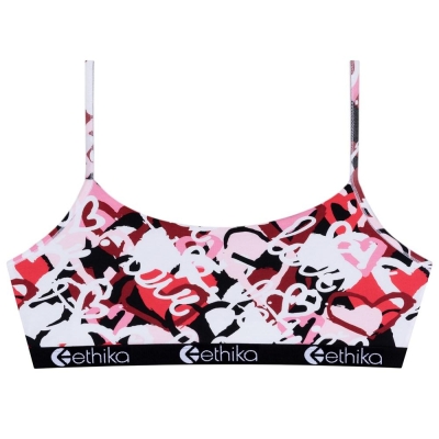 Ethika Chaotic Love Pullover Bra Dam Vita Röda | LQW107269