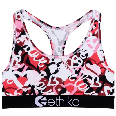 Ethika Chaotic Love Sport Bh Dam Vita Röda | WSH759412