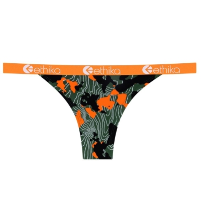 Ethika Forest Camo Brazilian Cheeky Underwear Dam Gröna Orange | YKG862103