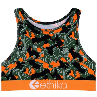 Ethika Forest Camo High Neck Bra Dam Gröna Orange | PTZ957218