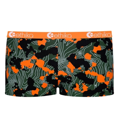 Ethika Forest Camo Shorty Underwear Dam Gröna Orange | KQT692701