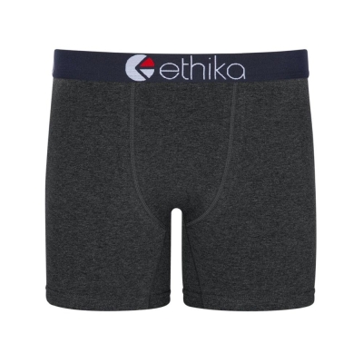 Ethika Heather Mid Boxers Herr Svarta | ENG782035