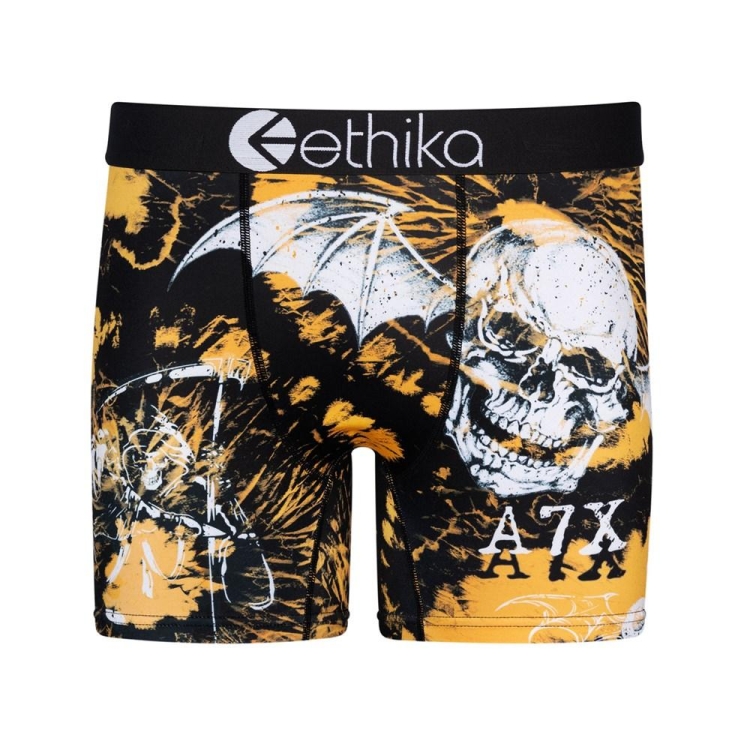 Ethika Acid Wash Mid Boxers Herr Guld Svarta | RKA643952