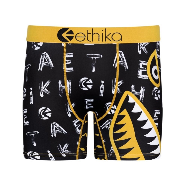 Ethika Bomber Word Finder Mid Boxers Herr Svarta Gula | YNX096831