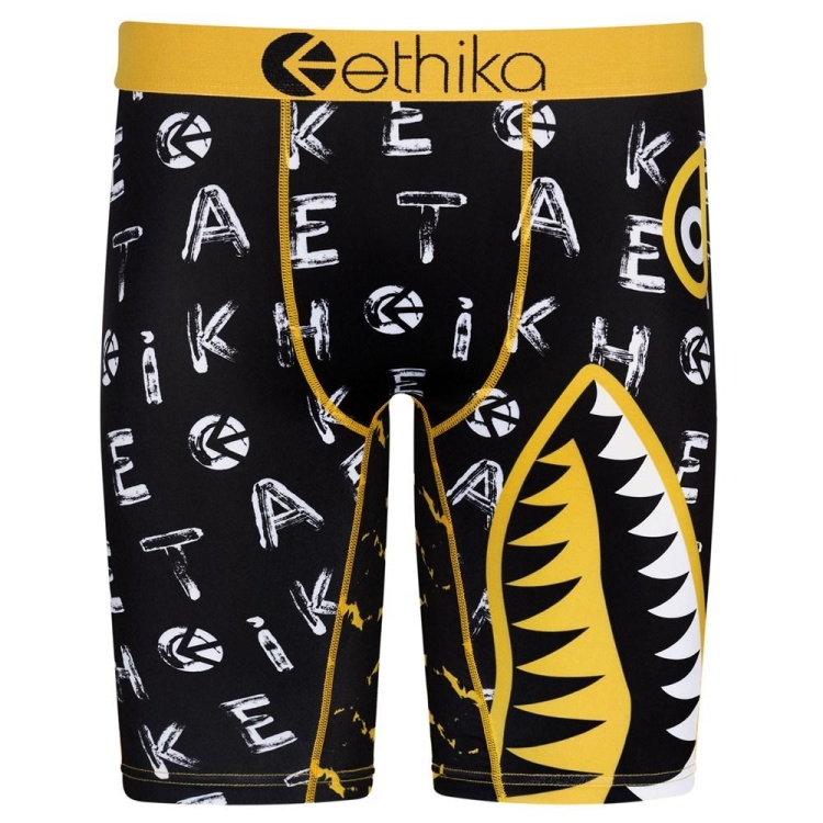 Ethika Bomber Word Finder Staple Underwear Herr Svarta Gula | BJE816549