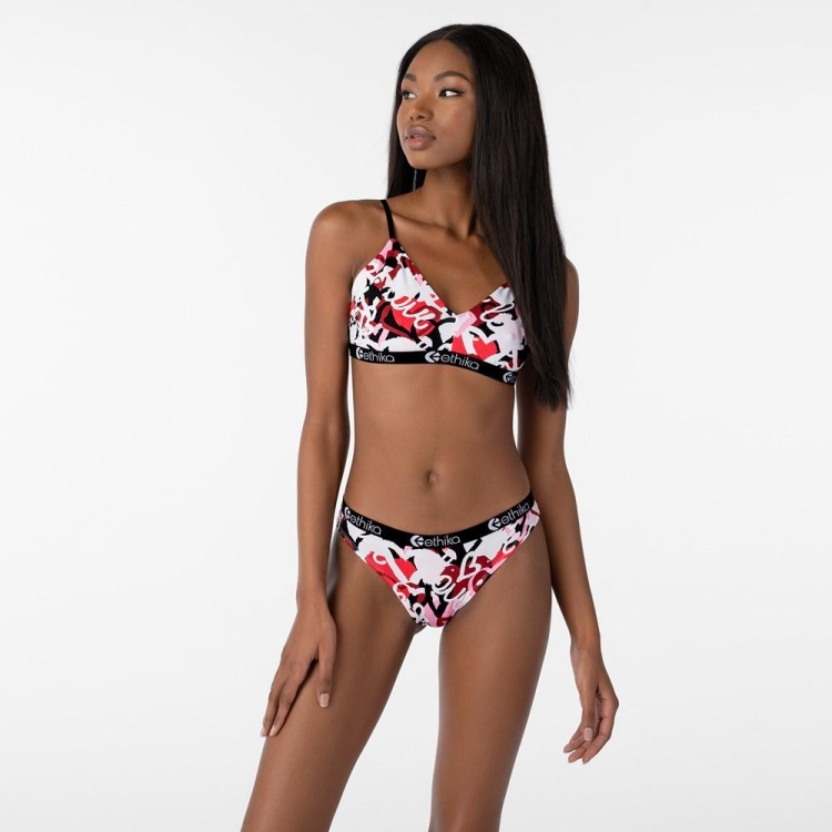 Ethika Chaotic Love Bikini Underwear Dam Vita Röda | WKI287315