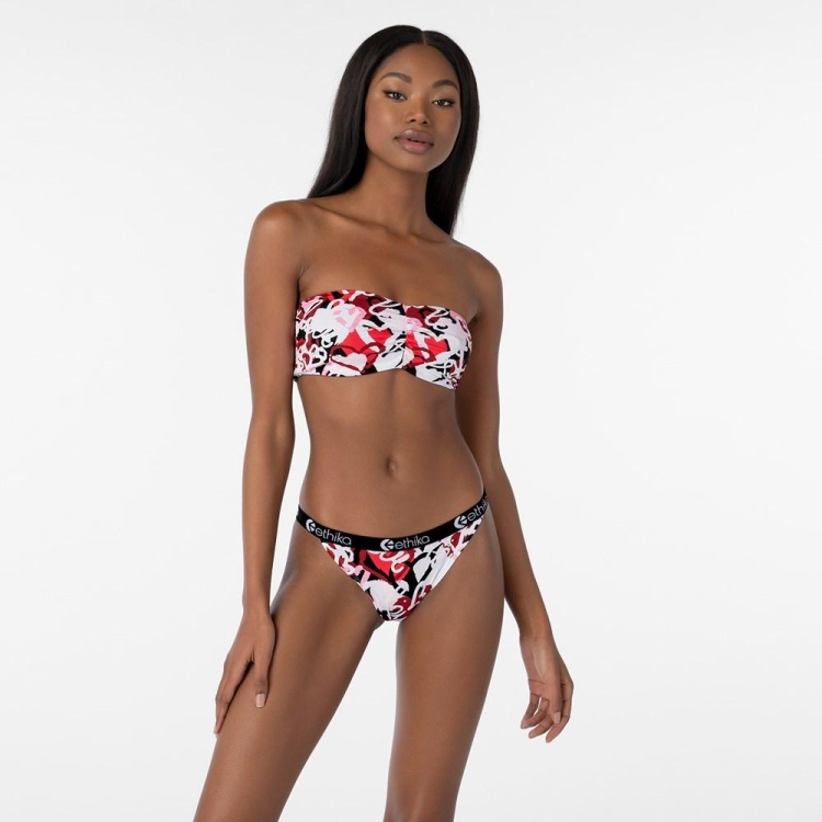 Ethika Chaotic Love Brazilian Cheeky Underwear Dam Vita Röda | FRC217860