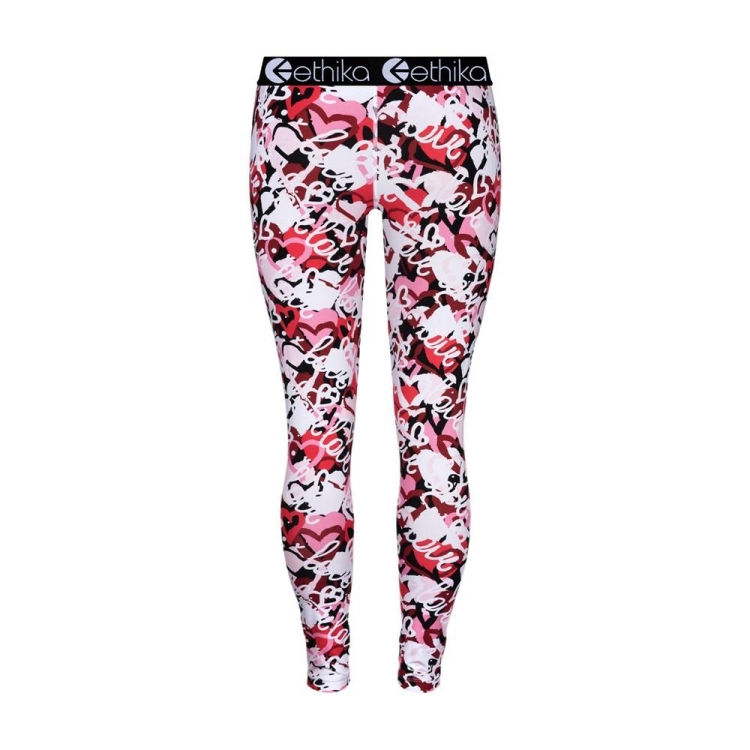 Ethika Chaotic Love Leggings Tjej Vita Röda | TKF178293