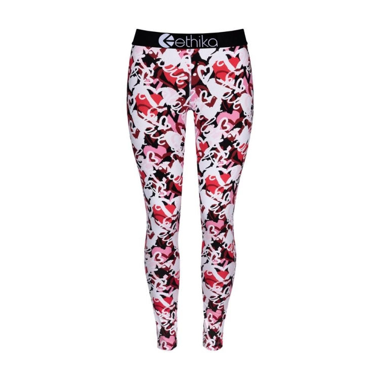 Ethika Chaotic Love Leggings Tjej Vita Röda | TKF178293