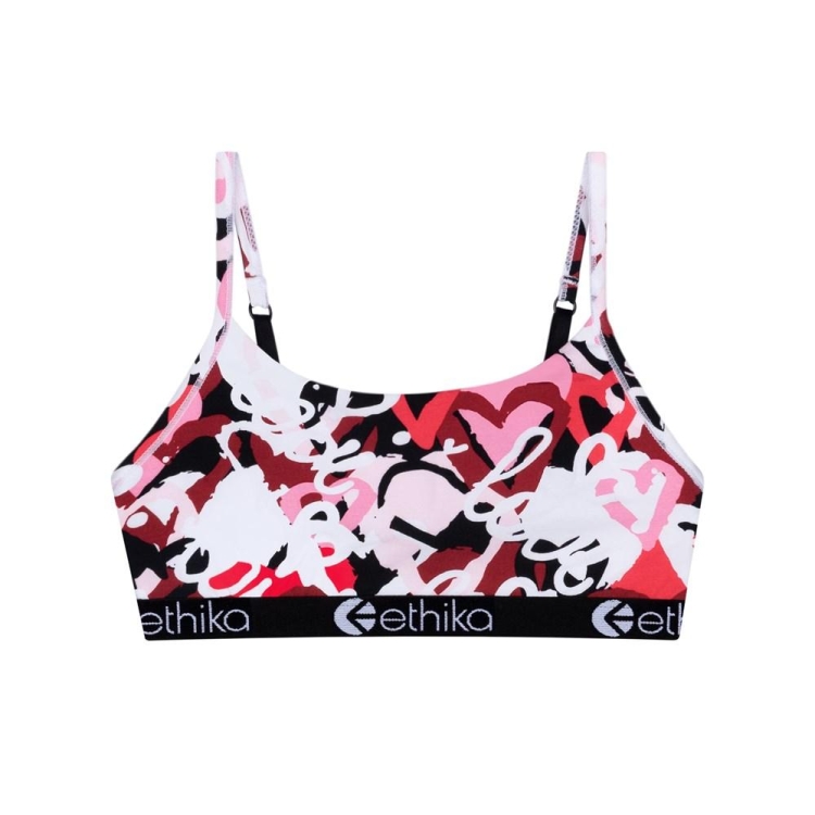 Ethika Chaotic Love Pullover BH Tjej Vita Röda | SFT689207