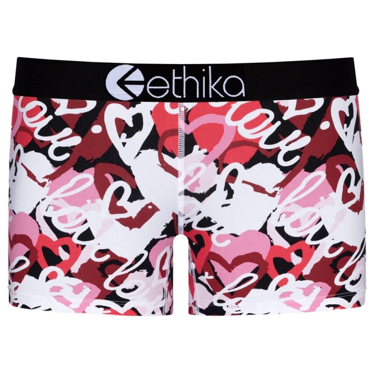 Ethika Chaotic Love Staple Underwear Dam Vita Röda | LGO471963