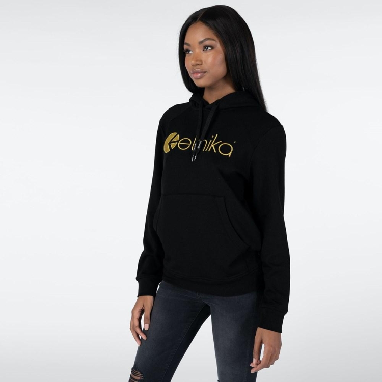 Ethika Embroidered Hoodie Dam Svarta | NJQ208549