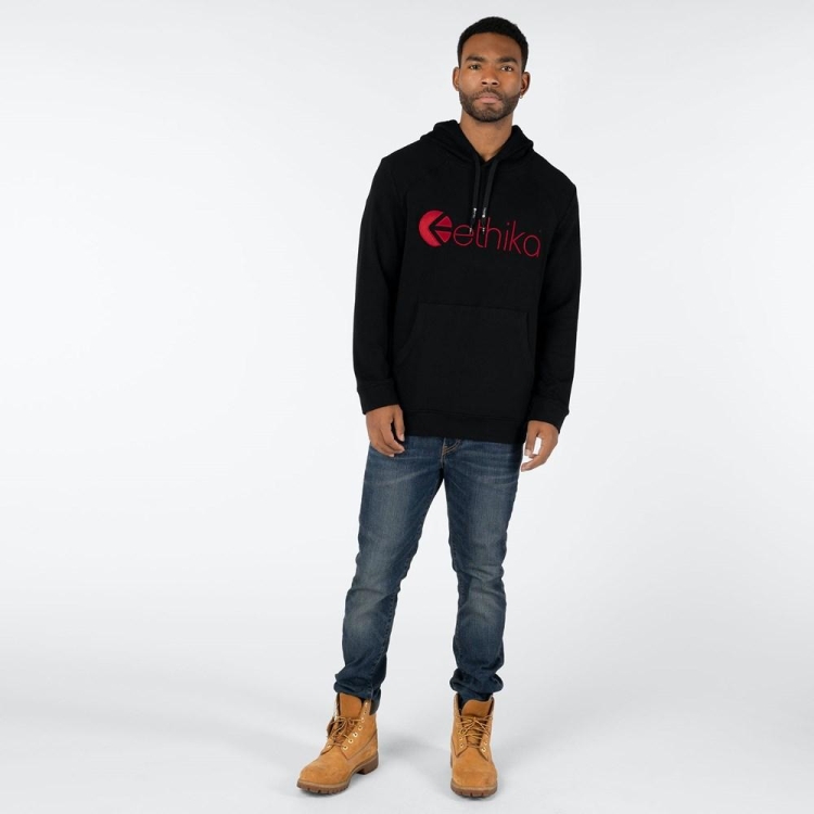 Ethika Embroidered Hoodie Herr Svarta | IZA407892