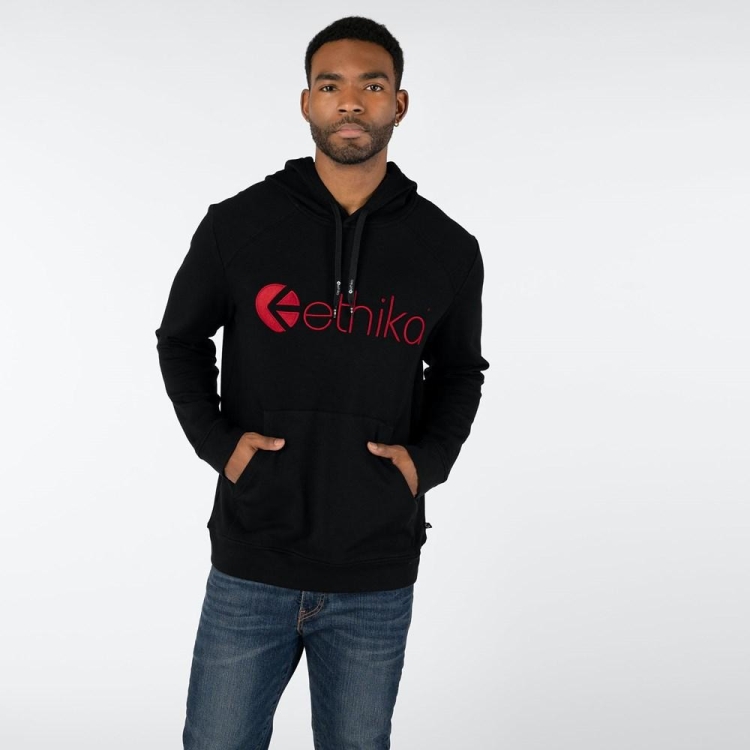 Ethika Embroidered Hoodie Herr Svarta | IZA407892