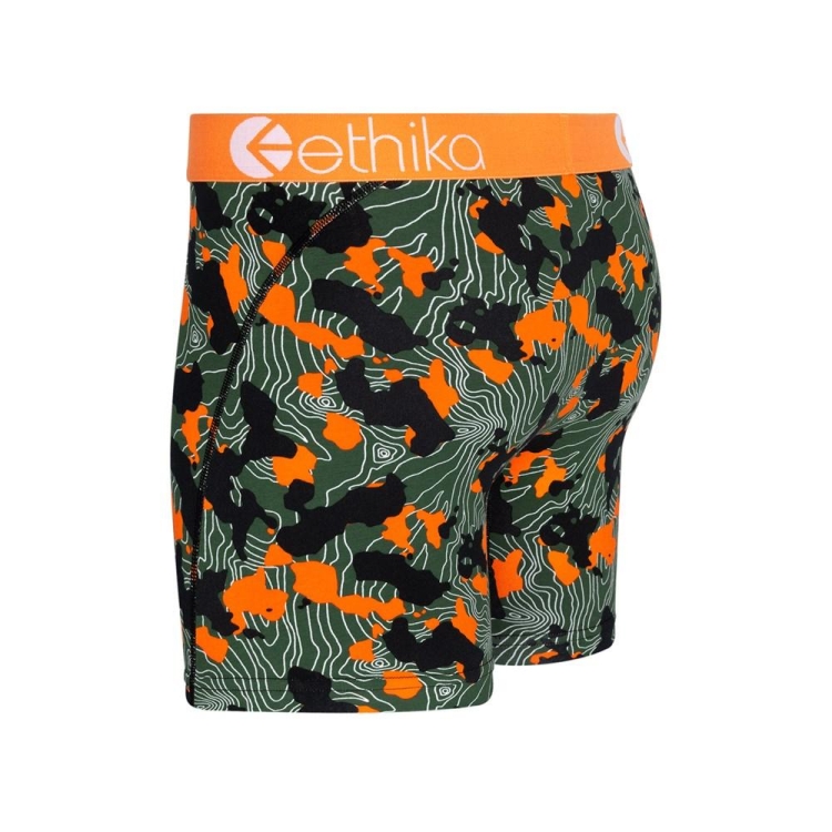 Ethika Forest Camo Mid Boxers Herr Gröna Orange | QGM487913