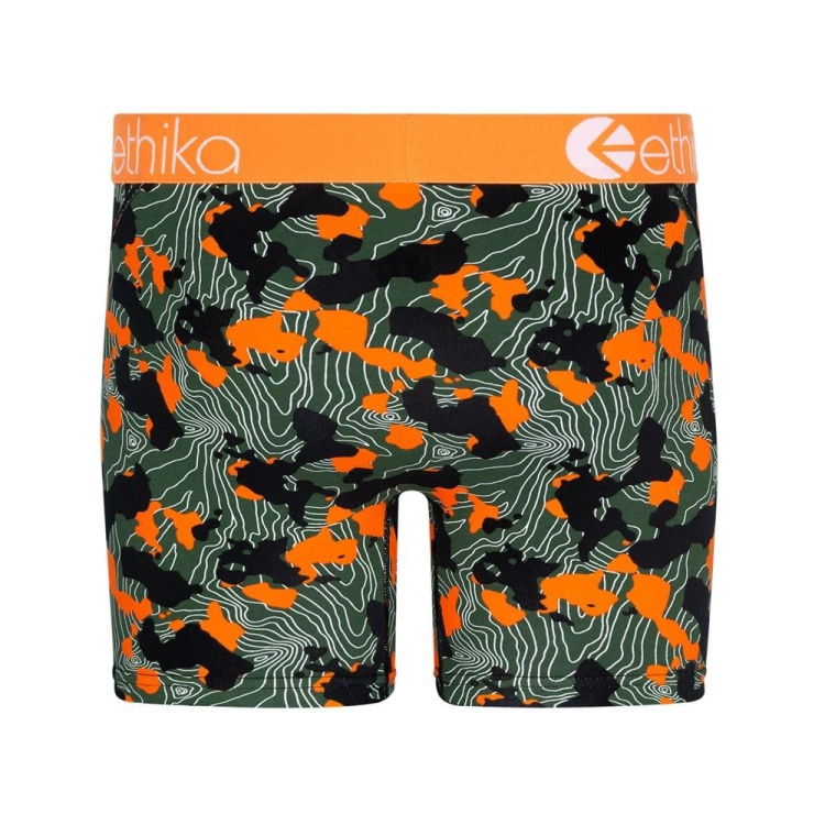 Ethika Forest Camo Mid Boxers Herr Gröna Orange | QGM487913