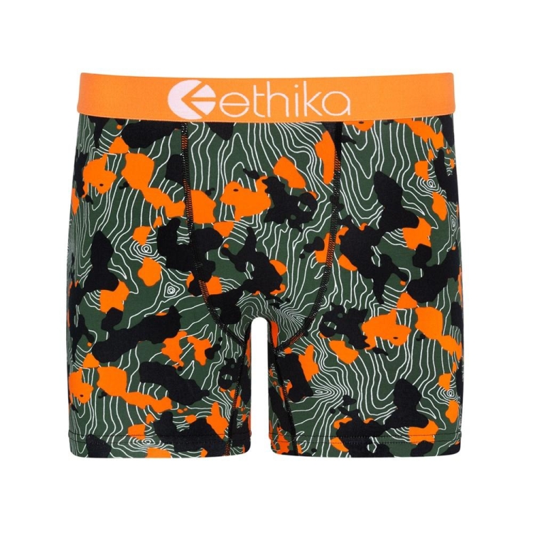 Ethika Forest Camo Mid Boxers Herr Gröna Orange | QGM487913