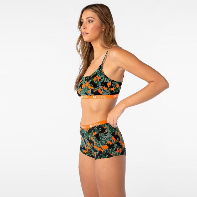 Ethika Forest Camo Pullover Bra Dam Gröna Orange | CNU870412