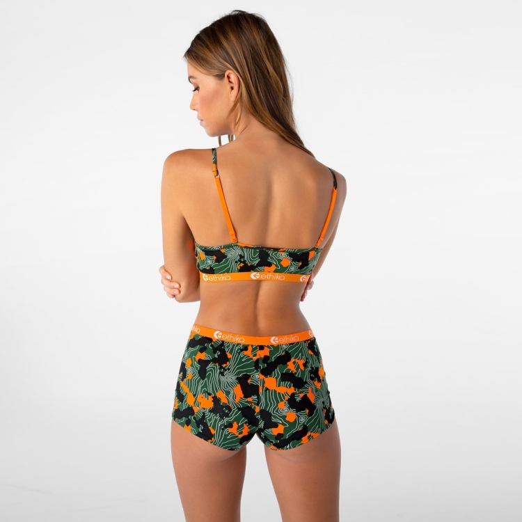 Ethika Forest Camo Pullover Bra Dam Gröna Orange | CNU870412