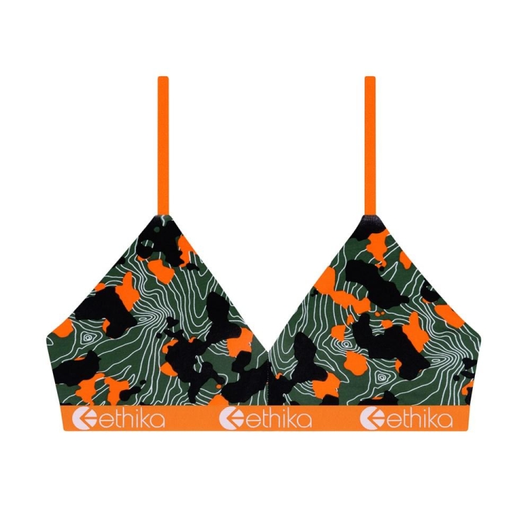 Ethika Forest Camo V Neck Bra Dam Gröna Orange | ZIT283974