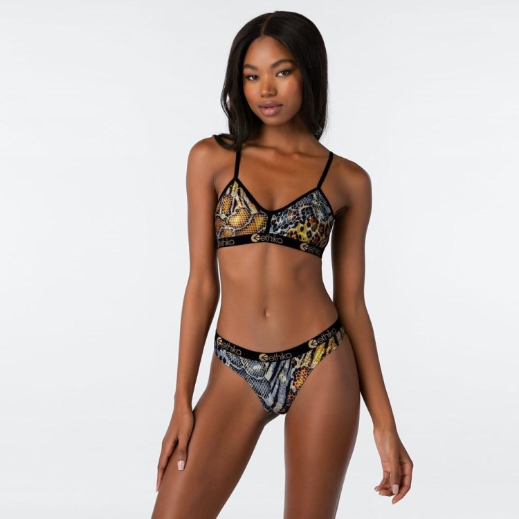 Ethika Golden Twist Bralette Bra Dam Leopard | UPK018437