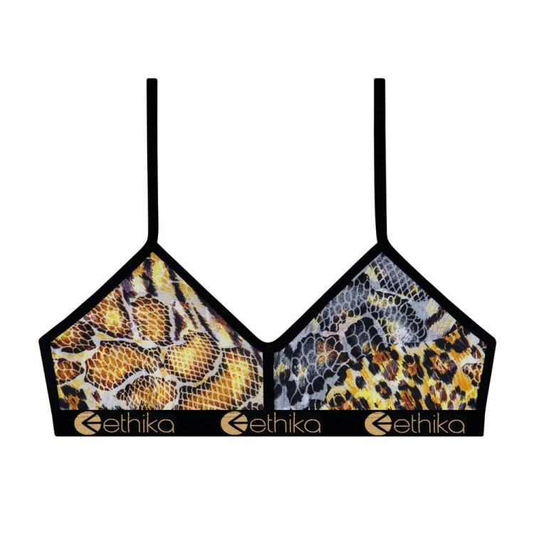 Ethika Golden Twist Bralette Bra Dam Leopard | UPK018437