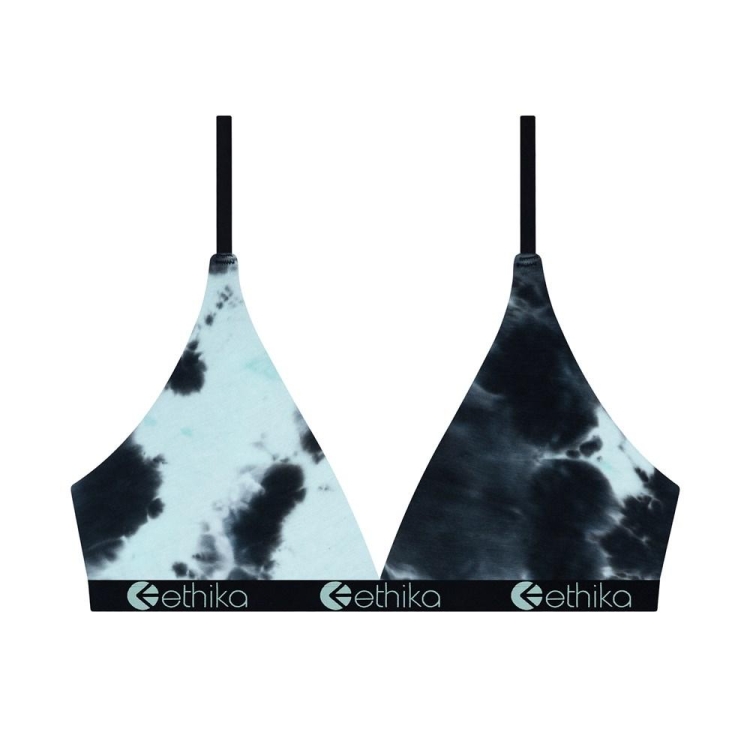 Ethika Lightning Dye Triangle Bra Dam Svarta Turkos | UQT524701