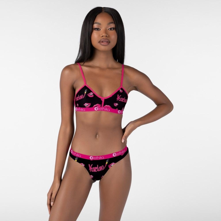 Ethika Lipstick Queen Bralette Bra Dam Svarta Rosa | DKO024563