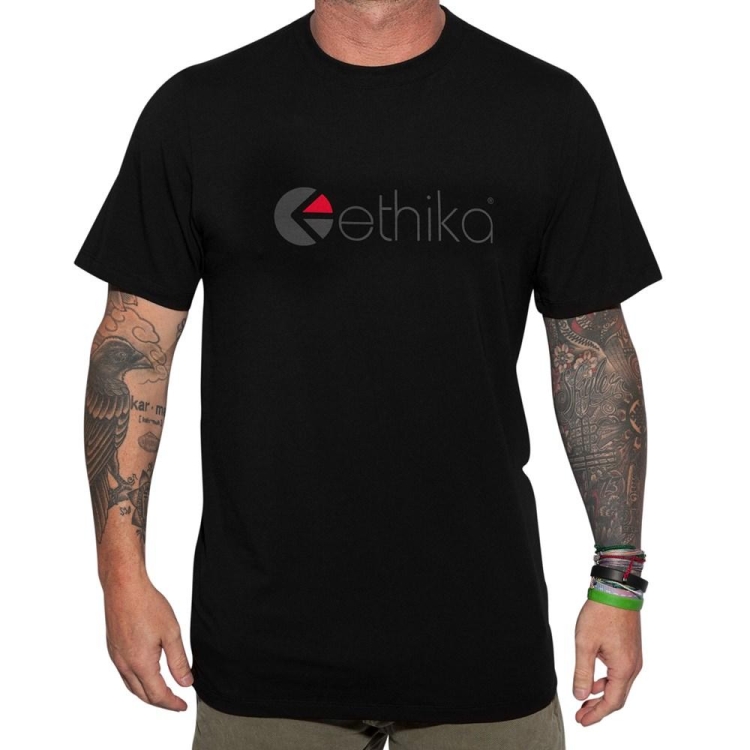 Ethika Logo T-shirt Herr Svarta | XRH982107