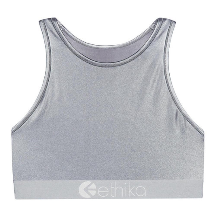 Ethika Matte High Neck Bra Dam Silver | GTP129385