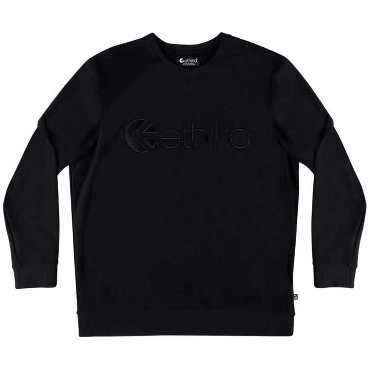 Ethika Premium Embroidered Crew Neck Skjorta Herr Svarta | YNH829750