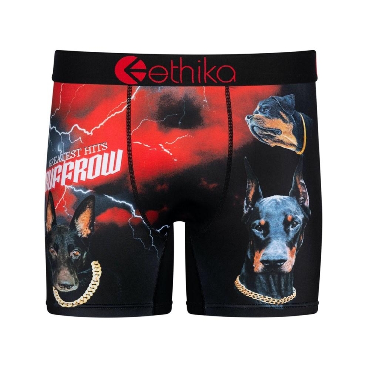 Ethika Ruff Row Mid Boxers Herr Röda Svarta | ABT640935