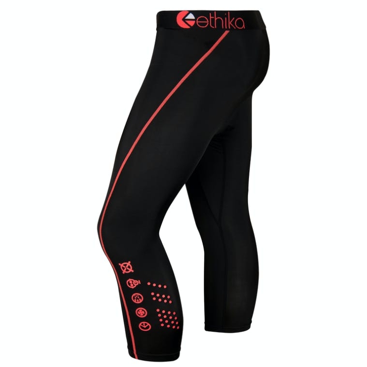 Ethika Subzero 3/4 Strumpbyxor Herr Svarta Röda | QFK017395