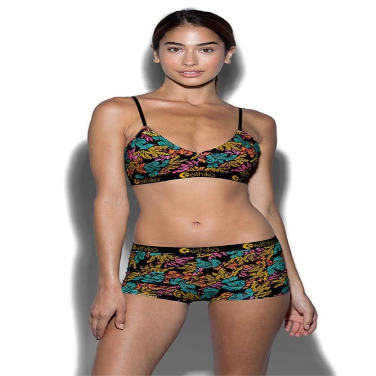 Ethika Vibrant Leaf V Neck Bra Dam Olika Färger | HLM102398